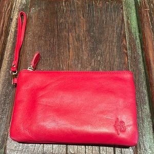 Leather Red Clutch With phone charger New